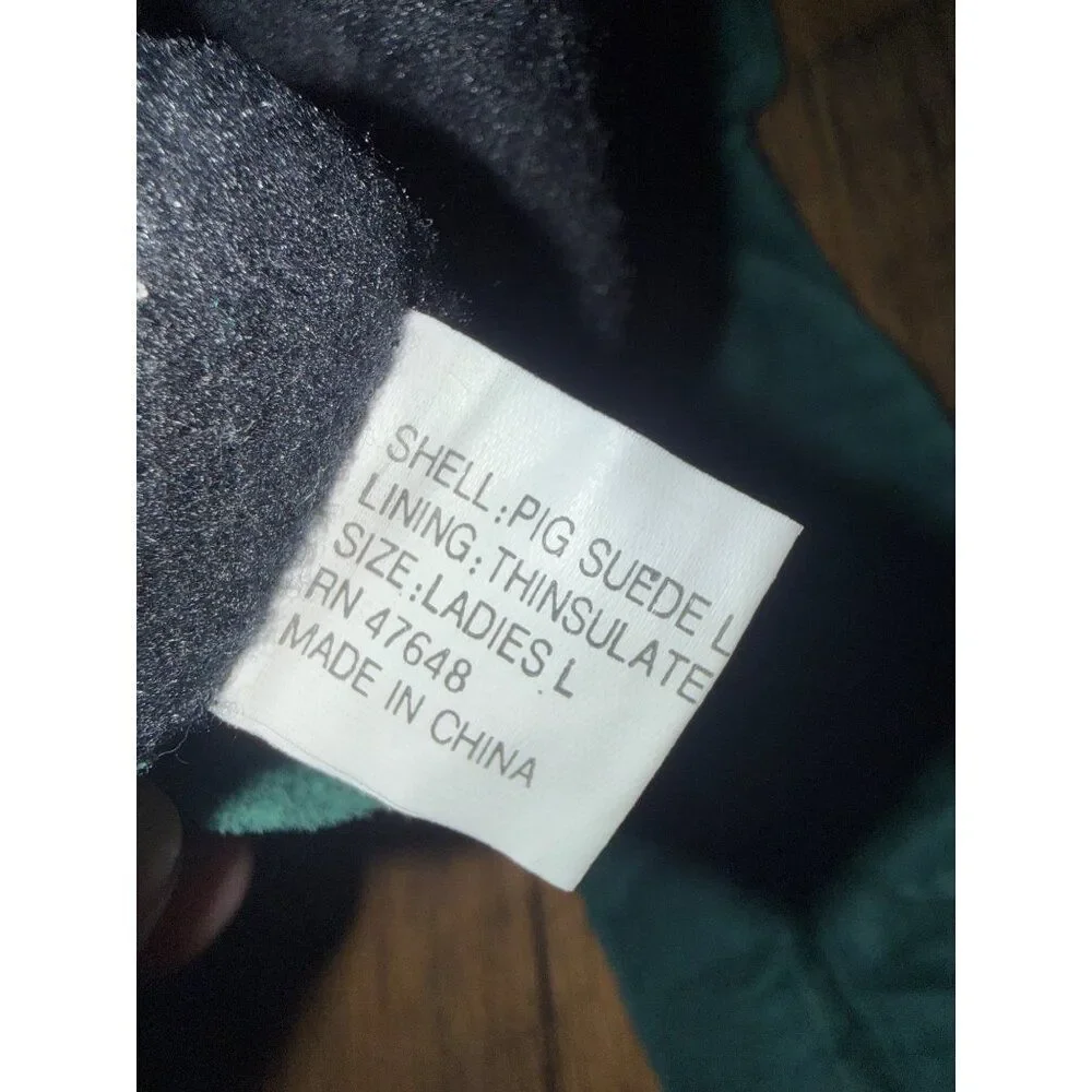 Thinslate Green Pig Suede Leather Gloves Size Large